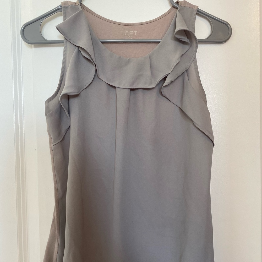 Loft blouse, size small petite, gray/cream color